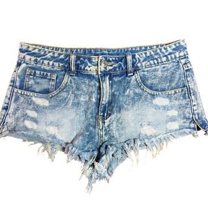 Womens Acid Wash Distressed Denim Cutoff Shorts Frayed Hem Size 6 edgy boho